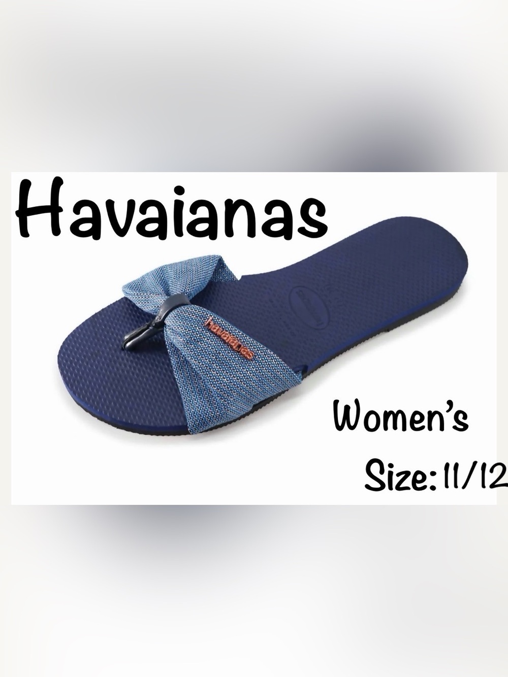 NWT Havaianas Women's You St. Tropez Shine Flip Flop Sandal, Navy Blue, 11/12